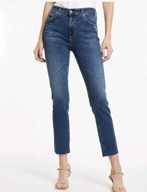 AG Adriano Goldschmied Women's Mari Crop High-Rise Slim Straight Jeans Size 6/28